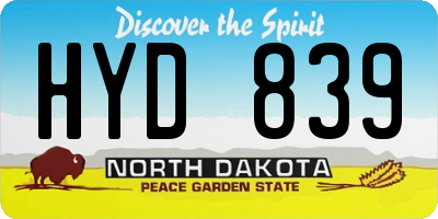 ND license plate HYD839
