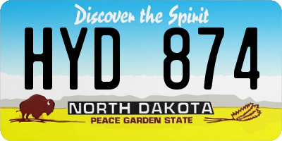 ND license plate HYD874