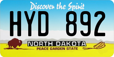 ND license plate HYD892