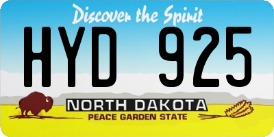 ND license plate HYD925