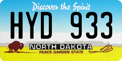 ND license plate HYD933