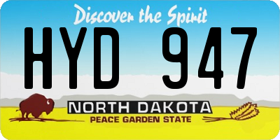 ND license plate HYD947