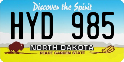 ND license plate HYD985