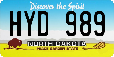ND license plate HYD989
