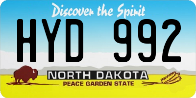 ND license plate HYD992