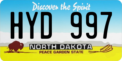 ND license plate HYD997