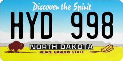 ND license plate HYD998