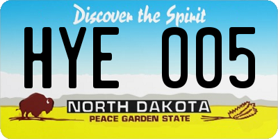 ND license plate HYE005