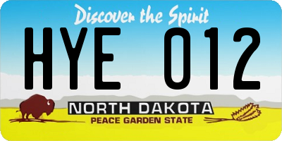 ND license plate HYE012