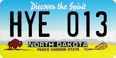 ND license plate HYE013