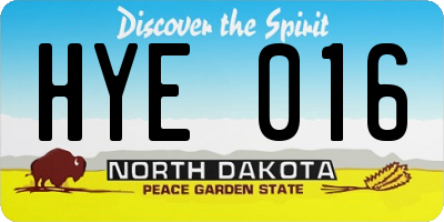ND license plate HYE016