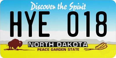 ND license plate HYE018