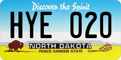 ND license plate HYE020