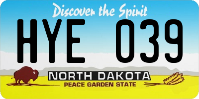 ND license plate HYE039