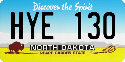 ND license plate HYE130