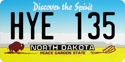 ND license plate HYE135