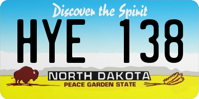 ND license plate HYE138