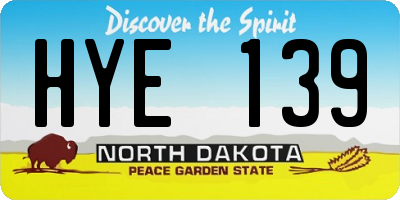 ND license plate HYE139