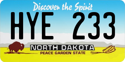 ND license plate HYE233