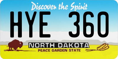 ND license plate HYE360