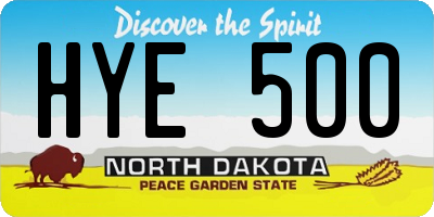 ND license plate HYE500