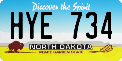 ND license plate HYE734