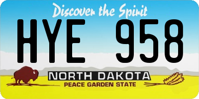 ND license plate HYE958