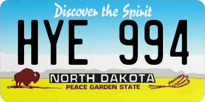 ND license plate HYE994