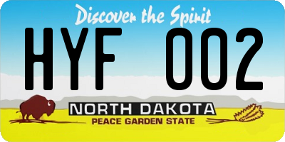 ND license plate HYF002
