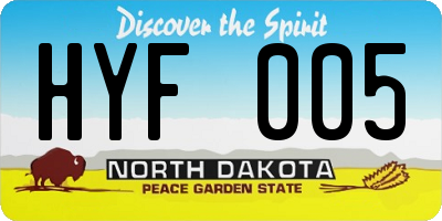 ND license plate HYF005