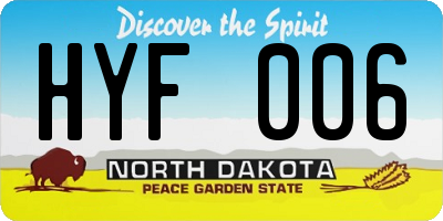 ND license plate HYF006