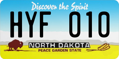 ND license plate HYF010