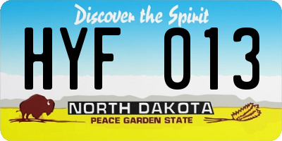 ND license plate HYF013