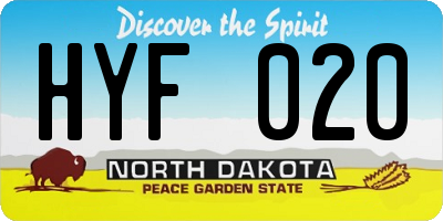 ND license plate HYF020