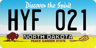 ND license plate HYF021