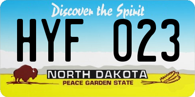 ND license plate HYF023