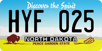 ND license plate HYF025