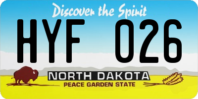 ND license plate HYF026