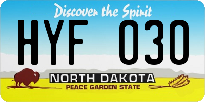 ND license plate HYF030