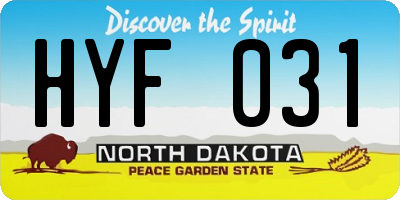 ND license plate HYF031