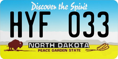 ND license plate HYF033