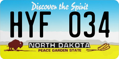 ND license plate HYF034