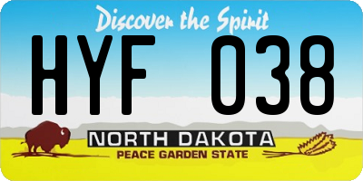 ND license plate HYF038