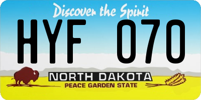 ND license plate HYF070