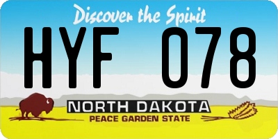 ND license plate HYF078