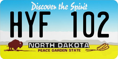 ND license plate HYF102