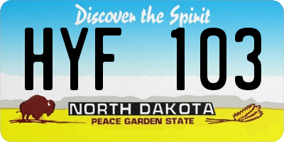 ND license plate HYF103