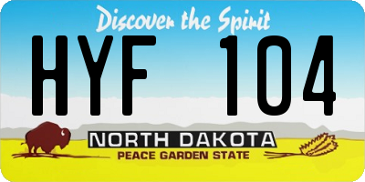ND license plate HYF104
