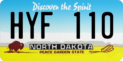 ND license plate HYF110