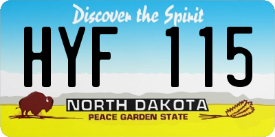 ND license plate HYF115